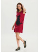 U-Neck Cat Figure Button Detailed Red Mini Dress 4528